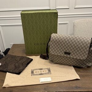 Gucci Brown Monogram Diaper Bag (Authentic)